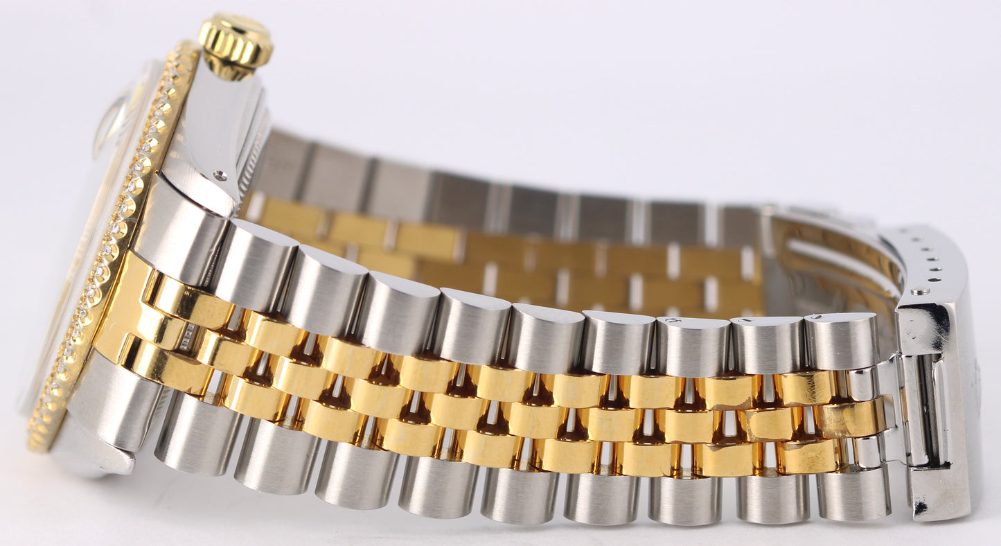 VINTAGE Rolex DateJust Two-Tone 18k Gold Champagne DIAMOND 36mm 16013 Watch