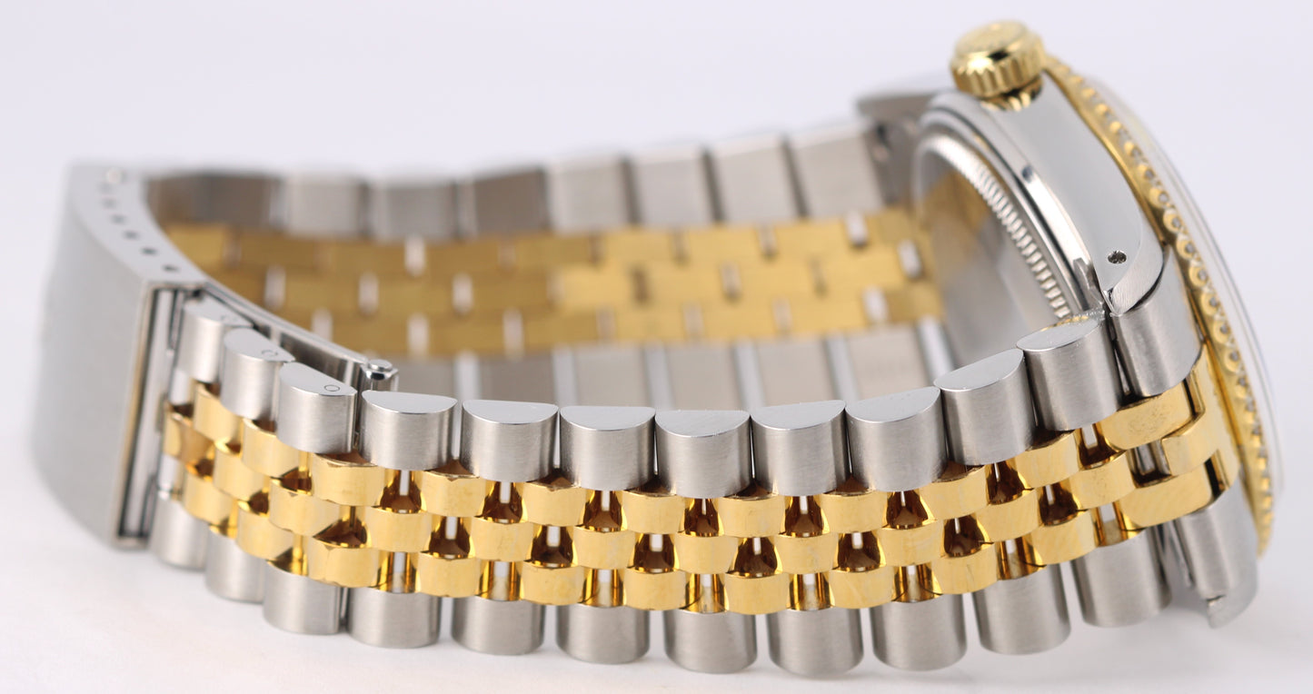 VINTAGE Rolex DateJust Two-Tone 18k Gold Champagne DIAMOND 36mm 16013 Watch