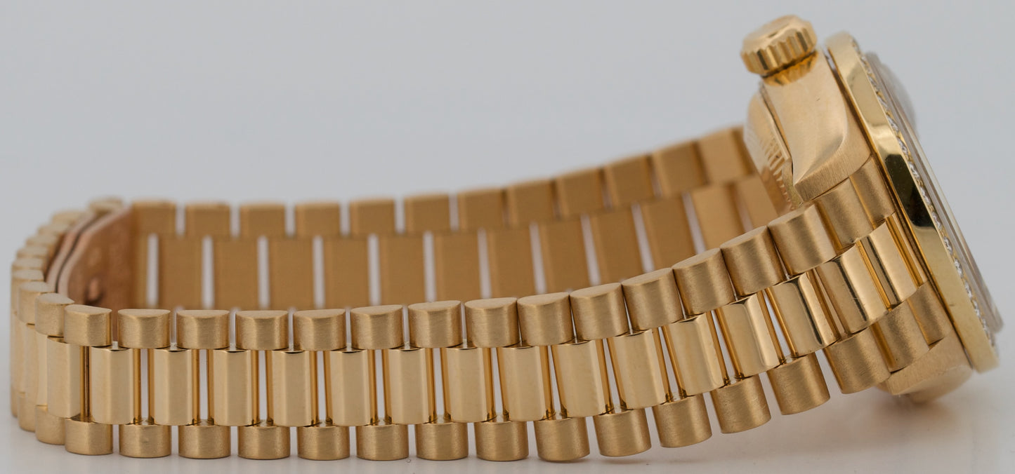 Ladies 1995 Rolex DateJust President BLUE DIAMOND 18K Yellow Gold 26mm 69178