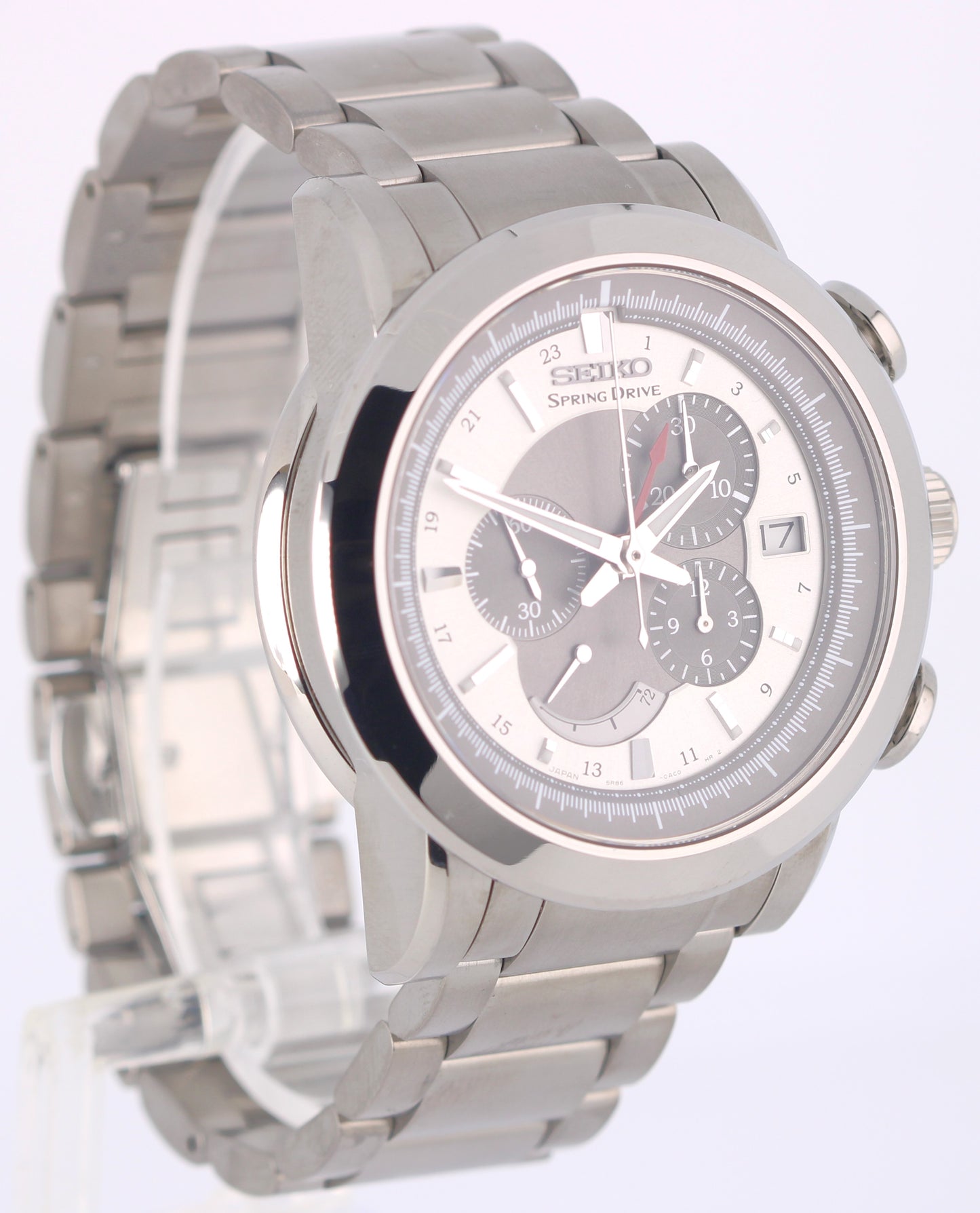 Seiko Spring Drive Chronograph PAPERS Titanium Silver 44m SPS001 Watch BOX