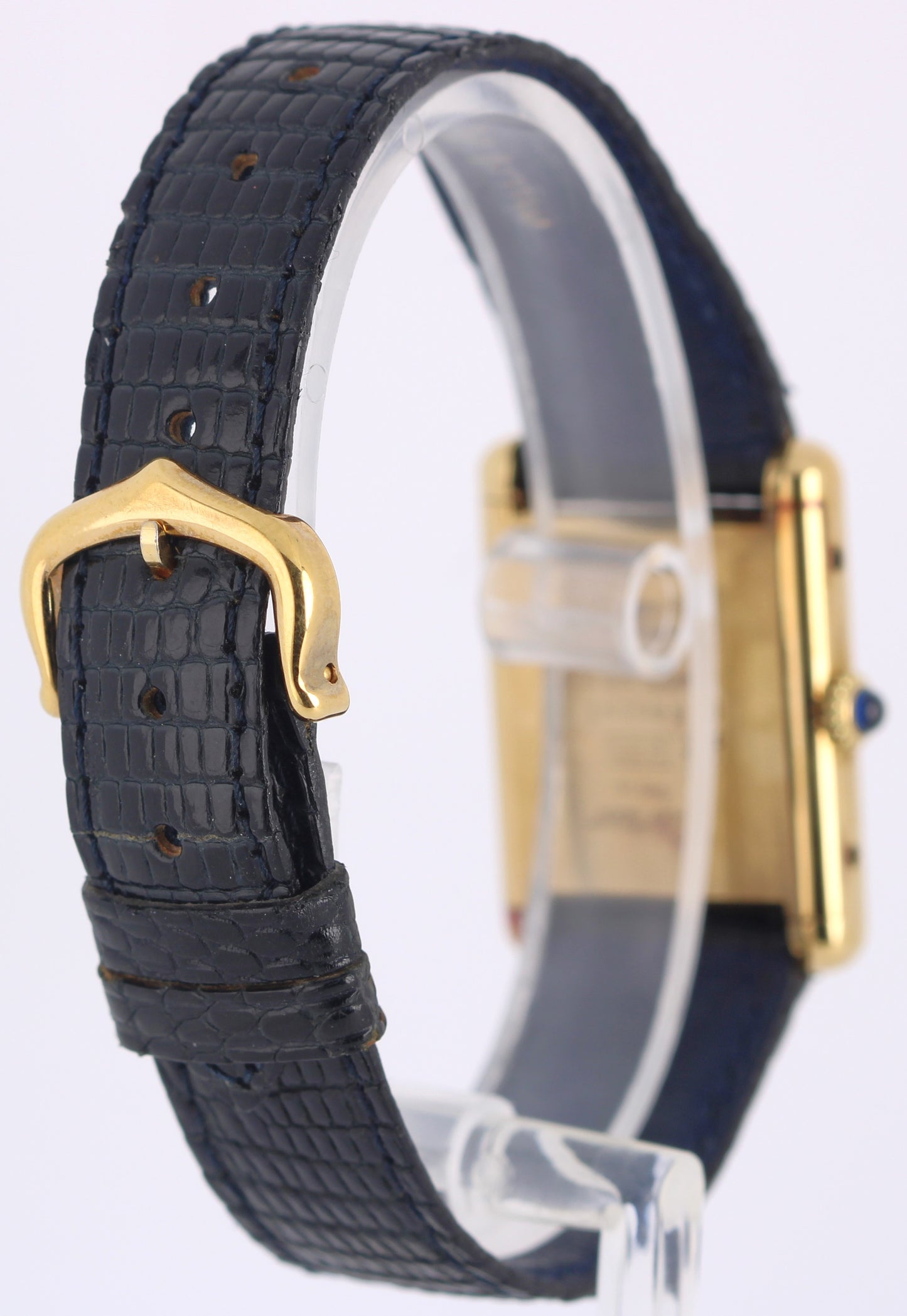 Must de Cartier Tank Vermeil Gold Plated 925 Silver Blue Spider Dial 23mm 590005