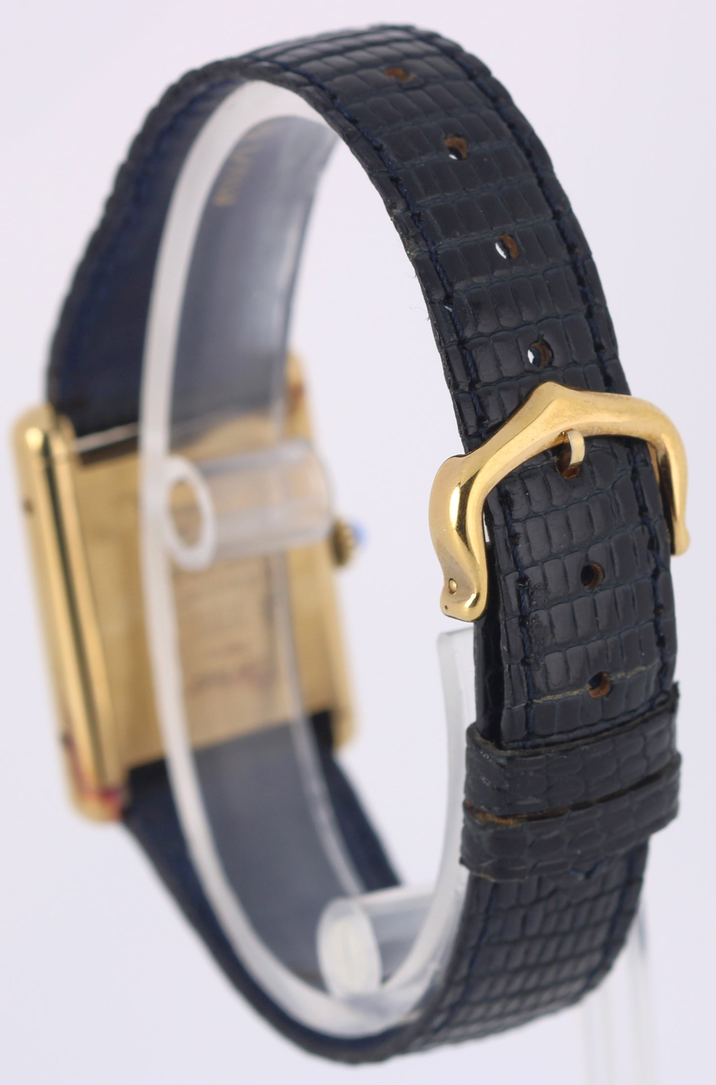Must de Cartier Tank Vermeil Gold Plated 925 Silver Blue Spider Dial 23mm 590005
