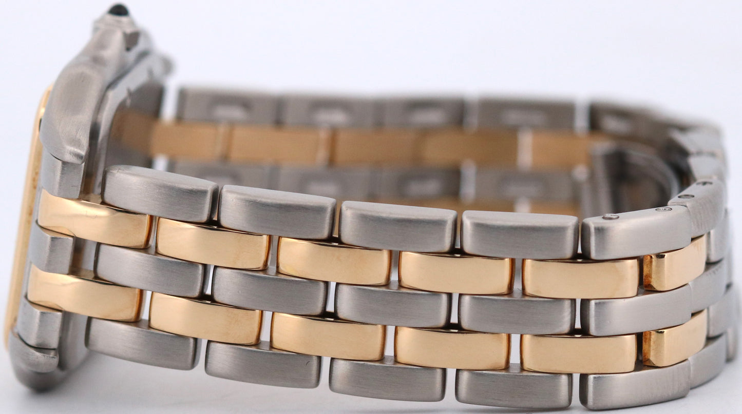 Cartier Panthere TWO ROW 18K Gold Steel 27mm IVORY Roman Quartz W25028B6 11002