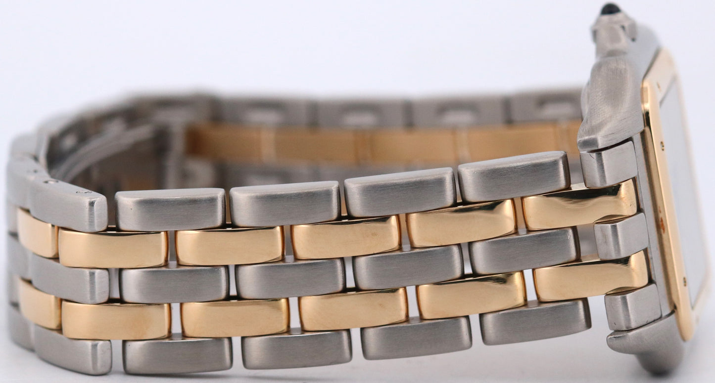 Cartier Panthere TWO ROW 18K Gold Steel 27mm IVORY Roman Quartz W25028B6 11002