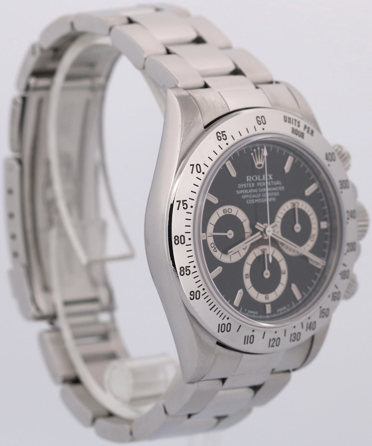 1998 PAPERS Rolex Daytona ZENITH Cosmograph BLACK Stainless RSC 40mm 16520 BOX