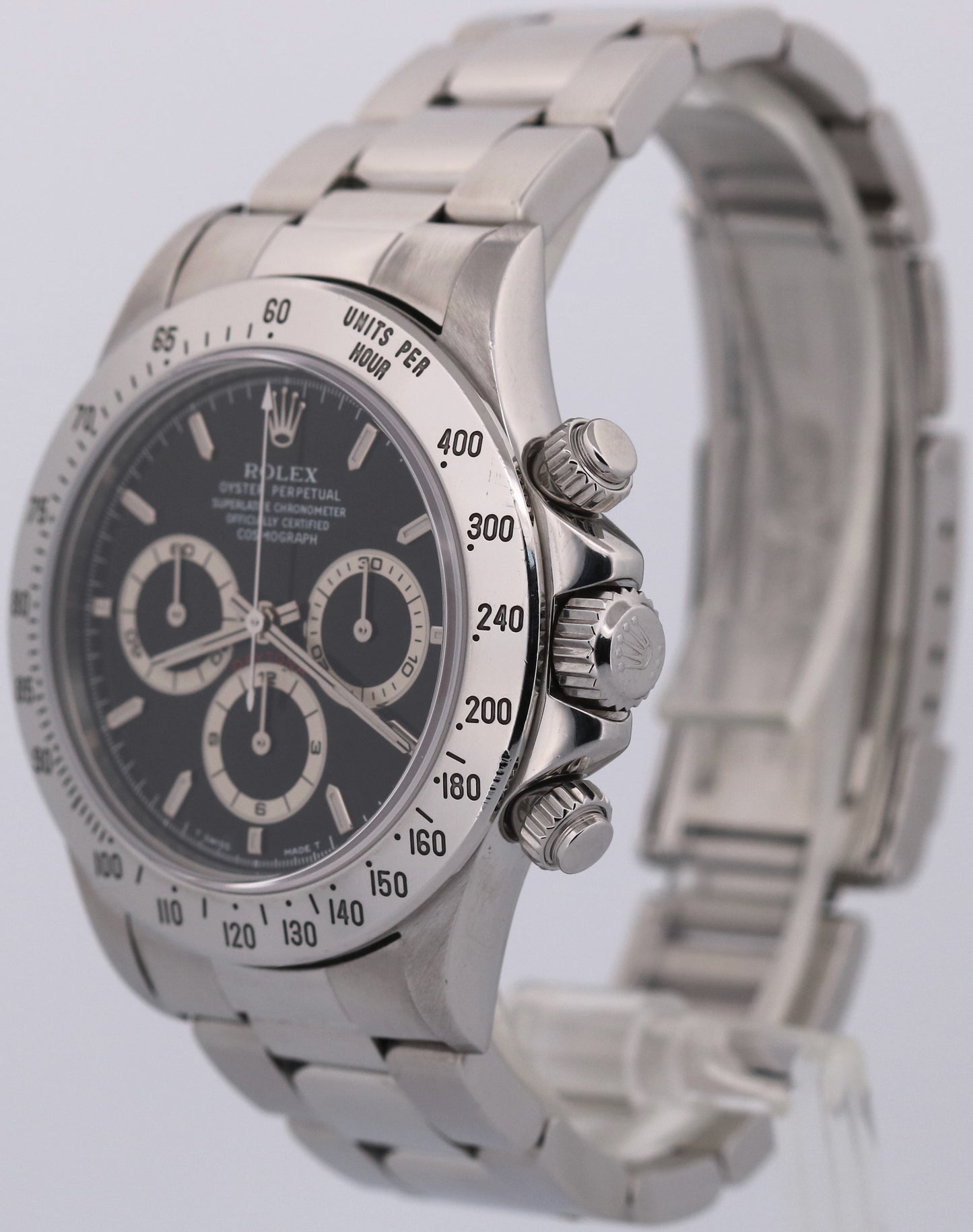 1998 PAPERS Rolex Daytona ZENITH Cosmograph BLACK Stainless RSC 40mm 16520 BOX
