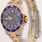 UNPOLISHED Rolex Submariner Date 40mm BLUE 18K Yellow Gold Steel NO-HOLES 16613
