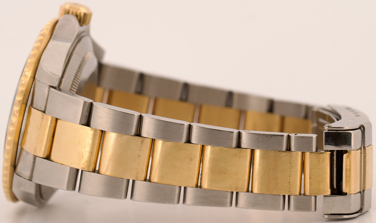 UNPOLISHED Rolex Submariner Date 40mm BLUE 18K Yellow Gold Steel NO-HOLES 16613