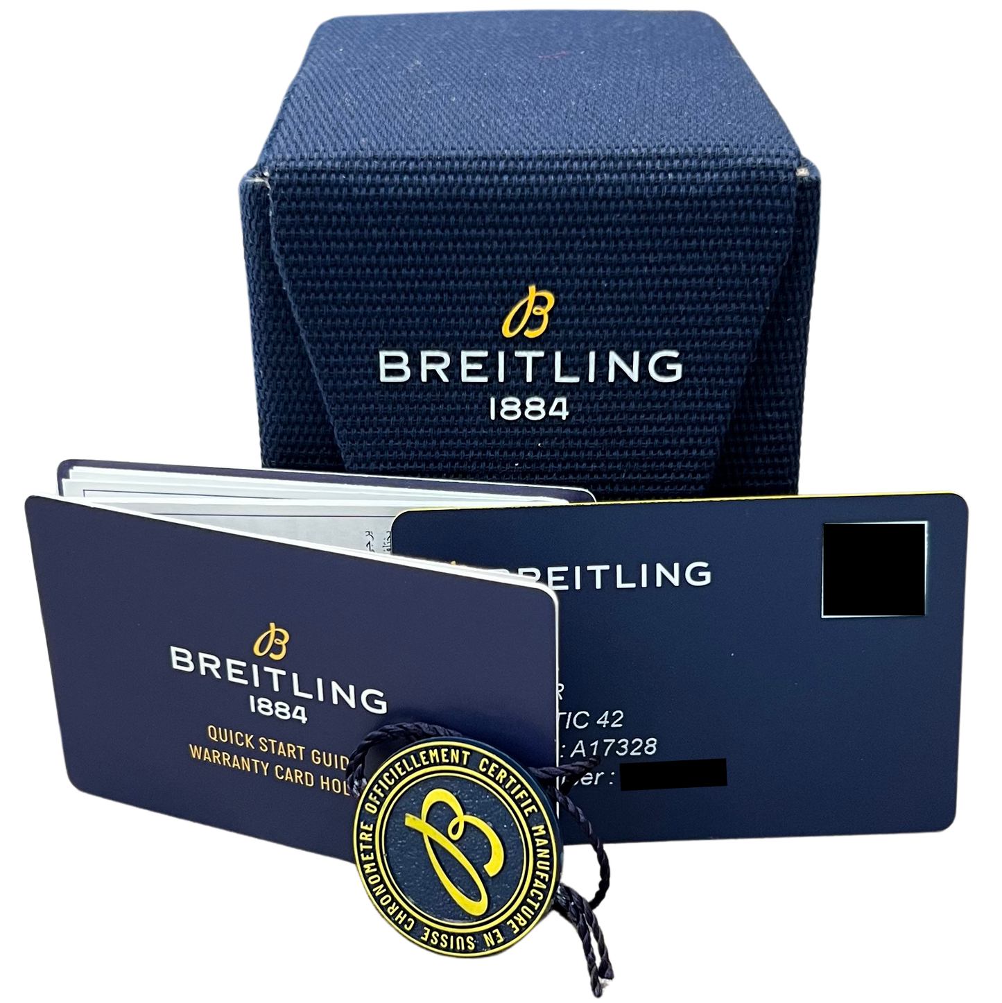 PAPERS Breitling Avenger BLACK Stainless Steel 42mm A17328 Date Watch BOX