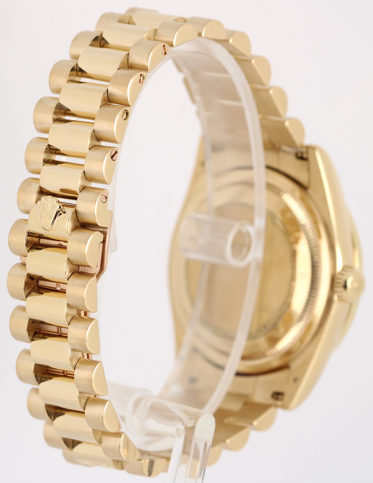 Rolex Day-Date PRESIDENT 18k Yellow Gold Black 36mm DIAMOND Bezel 118205 Watch