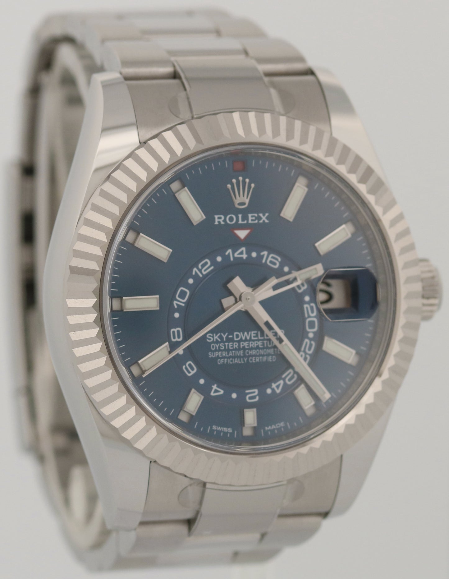MINT Rolex Sky-Dweller BLUE Steel 18K White Gold 42mm OYSTER 326934 BOX