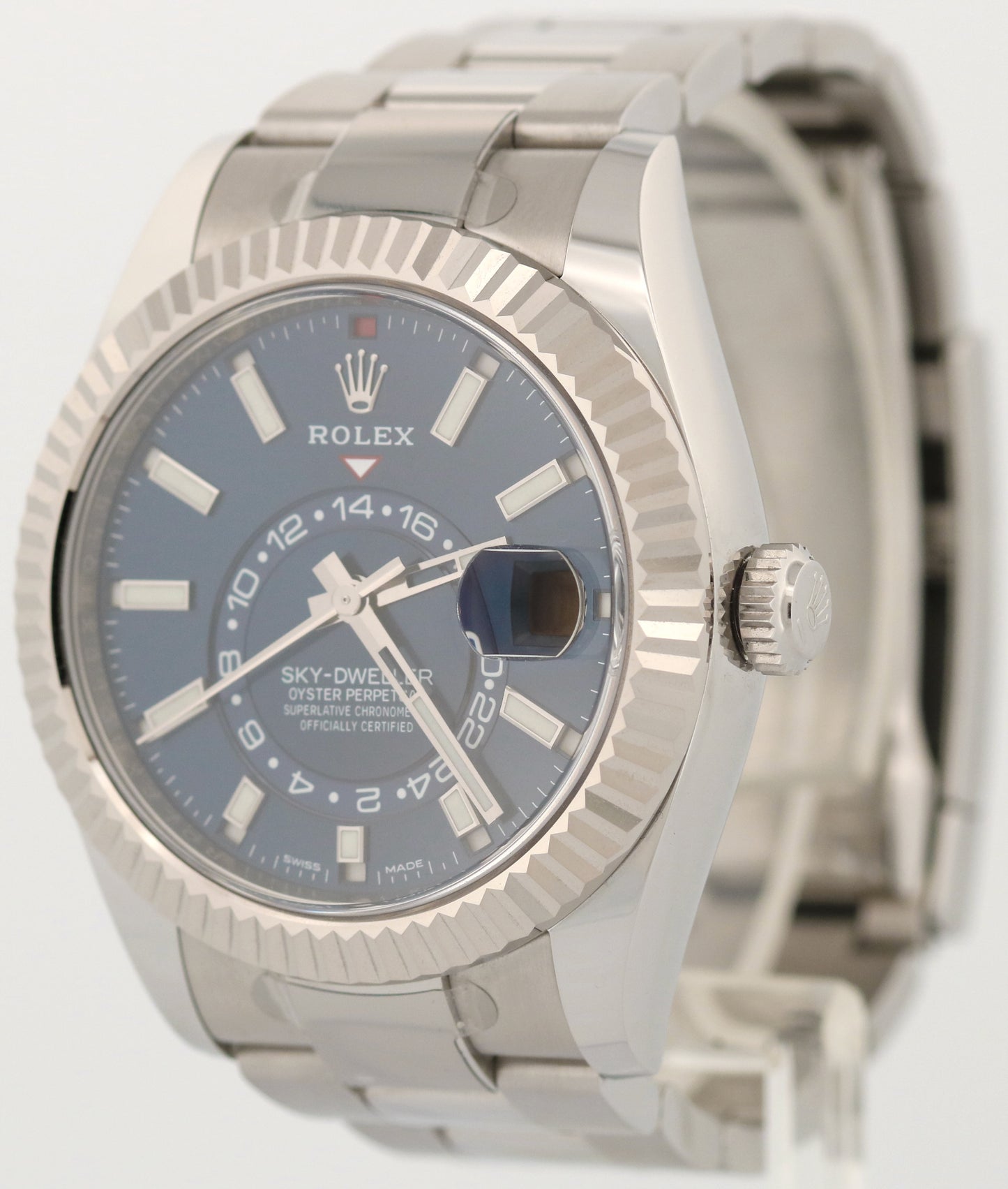 MINT Rolex Sky-Dweller BLUE Steel 18K White Gold 42mm OYSTER 326934 BOX