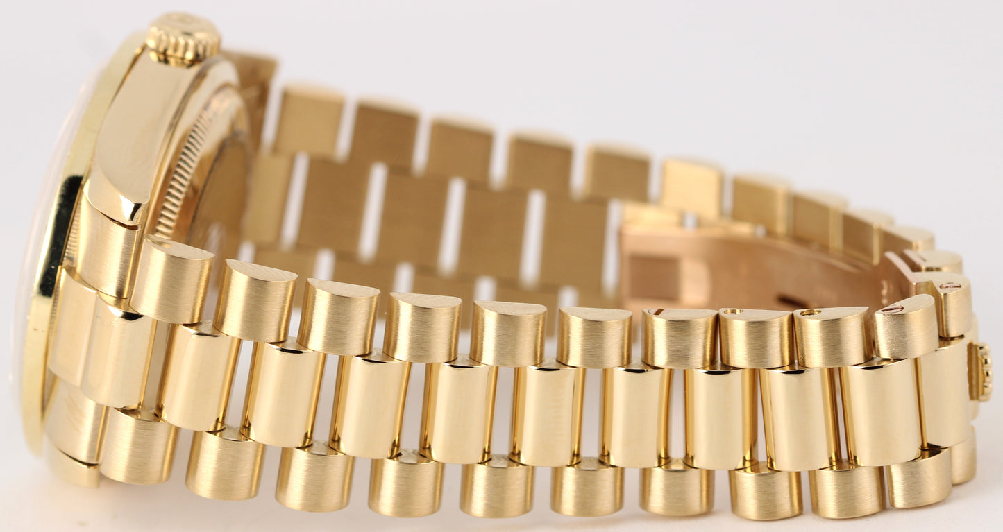 Rolex Day-Date PRESIDENT 18k Yellow Gold Black 36mm DIAMOND Bezel 118205 Watch