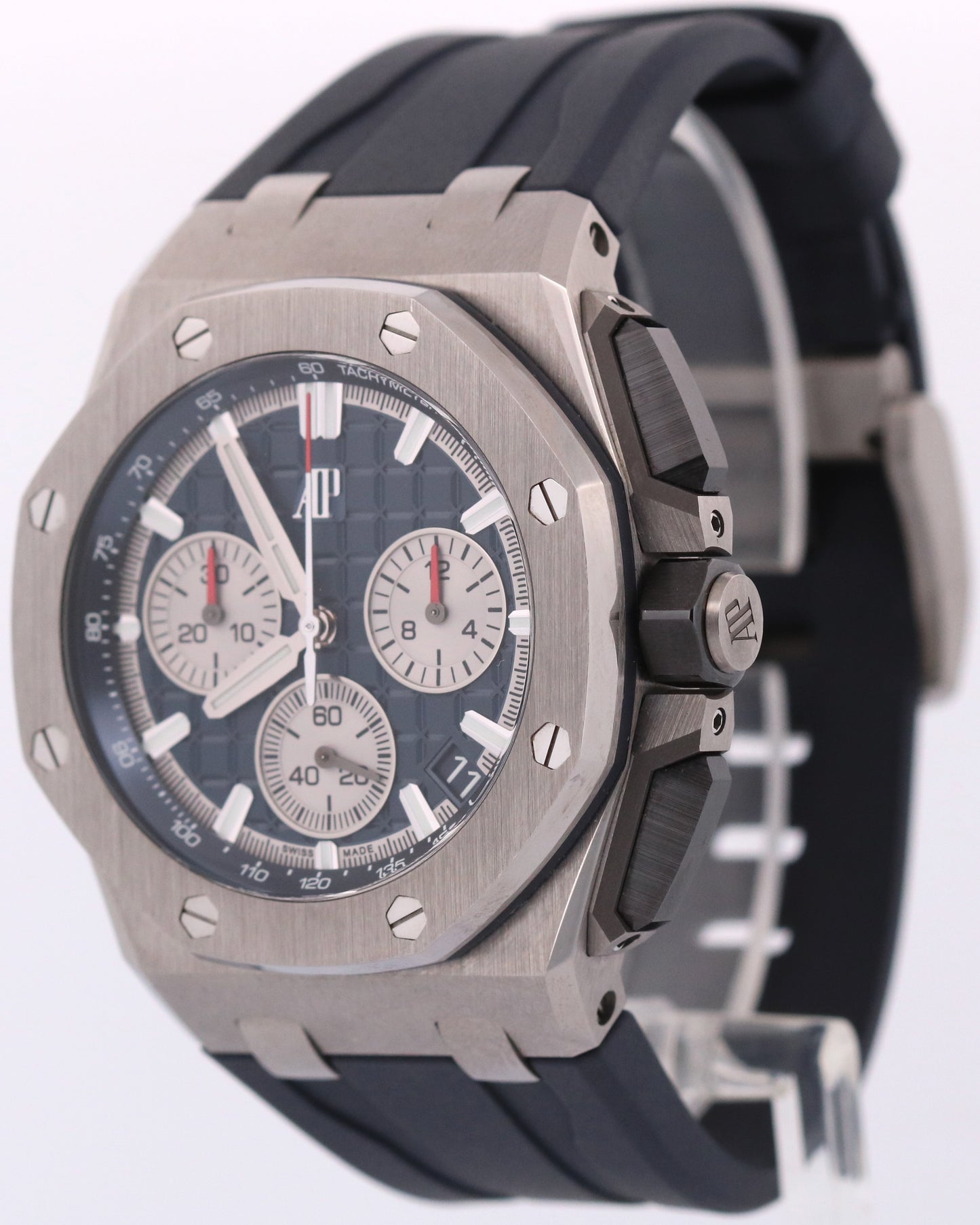 PAPERS Audemars Piguet Royal Oak Offshore BLUE Titanium Rubber 43mm 26420TI BOX