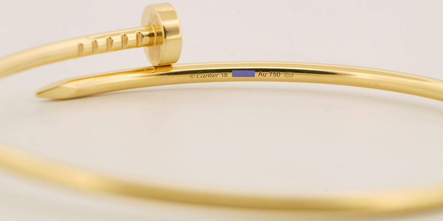 2024 PAPERS Cartier Juste Un Clou Nail Bracelet SZ 19 18K Yellow Gold AU 750 BOX