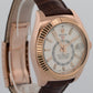 Rolex Sky-Dweller 42mm WHITE 18K Rose Gold Fluted Brown LEATHER 326135 Watch BOX