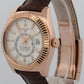 Rolex Sky-Dweller 42mm WHITE 18K Rose Gold Fluted Brown LEATHER 326135 Watch BOX