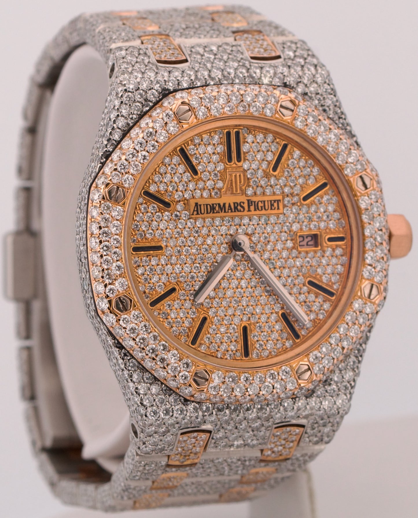 Audemars Piguet Royal Oak PAVE DIAMOND 18K Rose Gold Steel 33mm Watch 67650SR