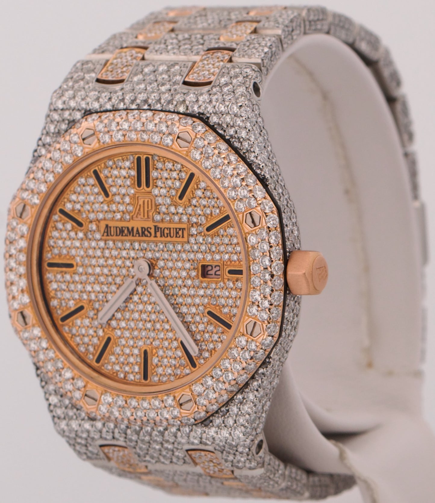 Audemars Piguet Royal Oak PAVE DIAMOND 18K Rose Gold Steel 33mm Watch 67650SR