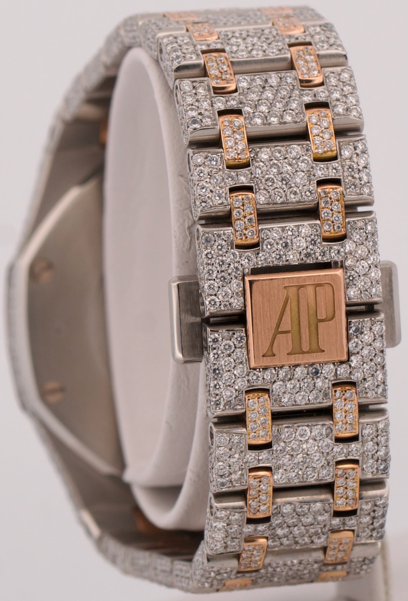 Audemars Piguet Royal Oak PAVE DIAMOND 18K Rose Gold Steel 33mm Watch 67650SR