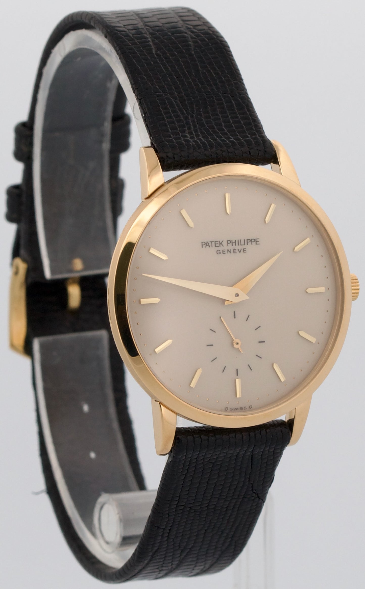 PAPERS Patek Philippe Calatrava 33mm PORCELAIN Ivory Manual 18K Gold 3893 BOX
