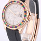 Rolex Yacht-Master 18k Rose Gold DIAMND PAVE 37mm RAINBOW GEMSTONE 268655