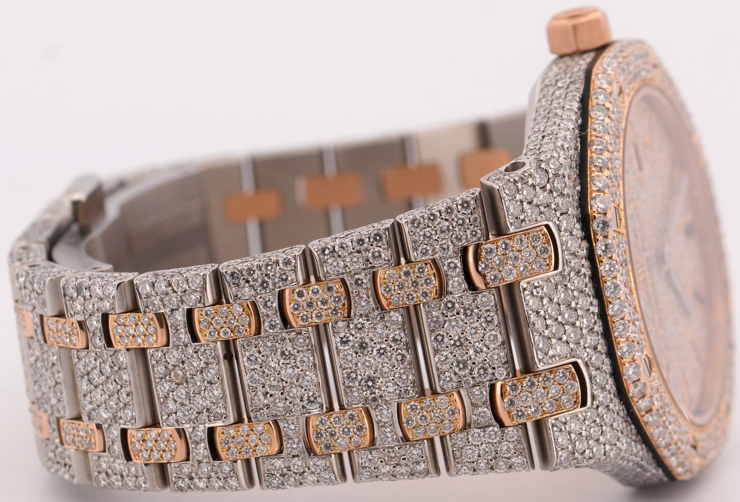 Audemars Piguet Royal Oak PAVE DIAMOND 18K Rose Gold Steel 33mm Watch 67650SR