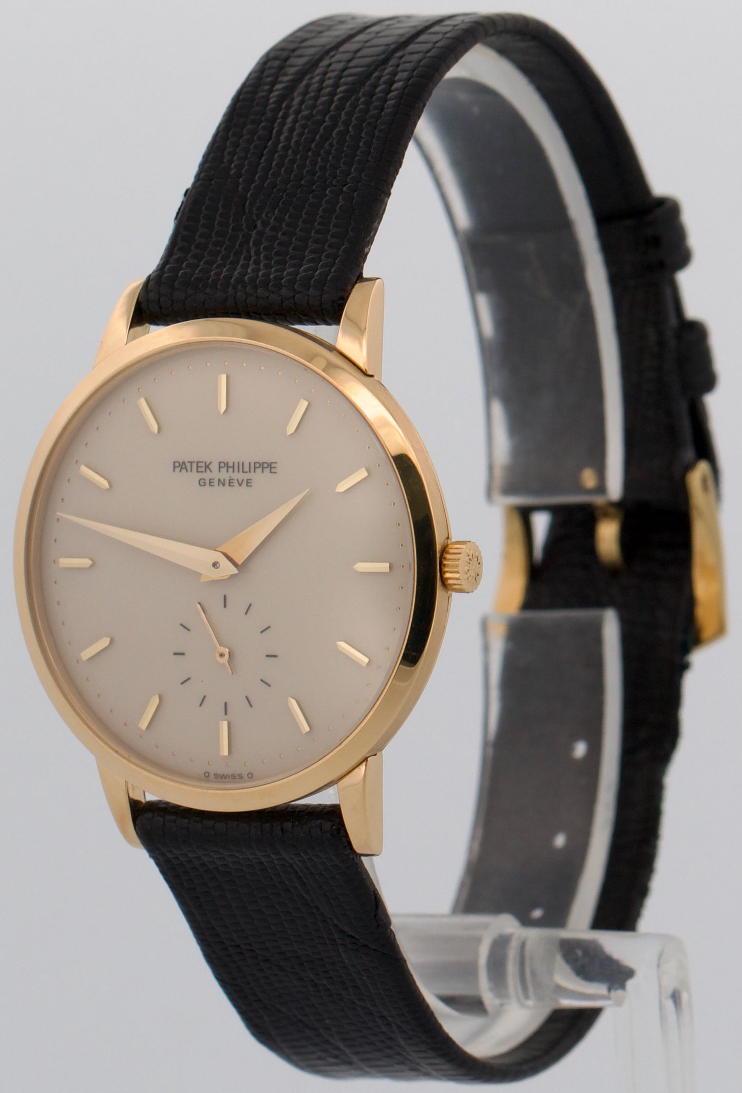 PAPERS Patek Philippe Calatrava 33mm PORCELAIN Ivory Manual 18K Gold 3893 BOX
