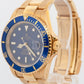 MINT UNPOL. PAPERS Rolex Submariner Date BLUE 18K NO-HOLES REHAUT 40mm 16618 BOX