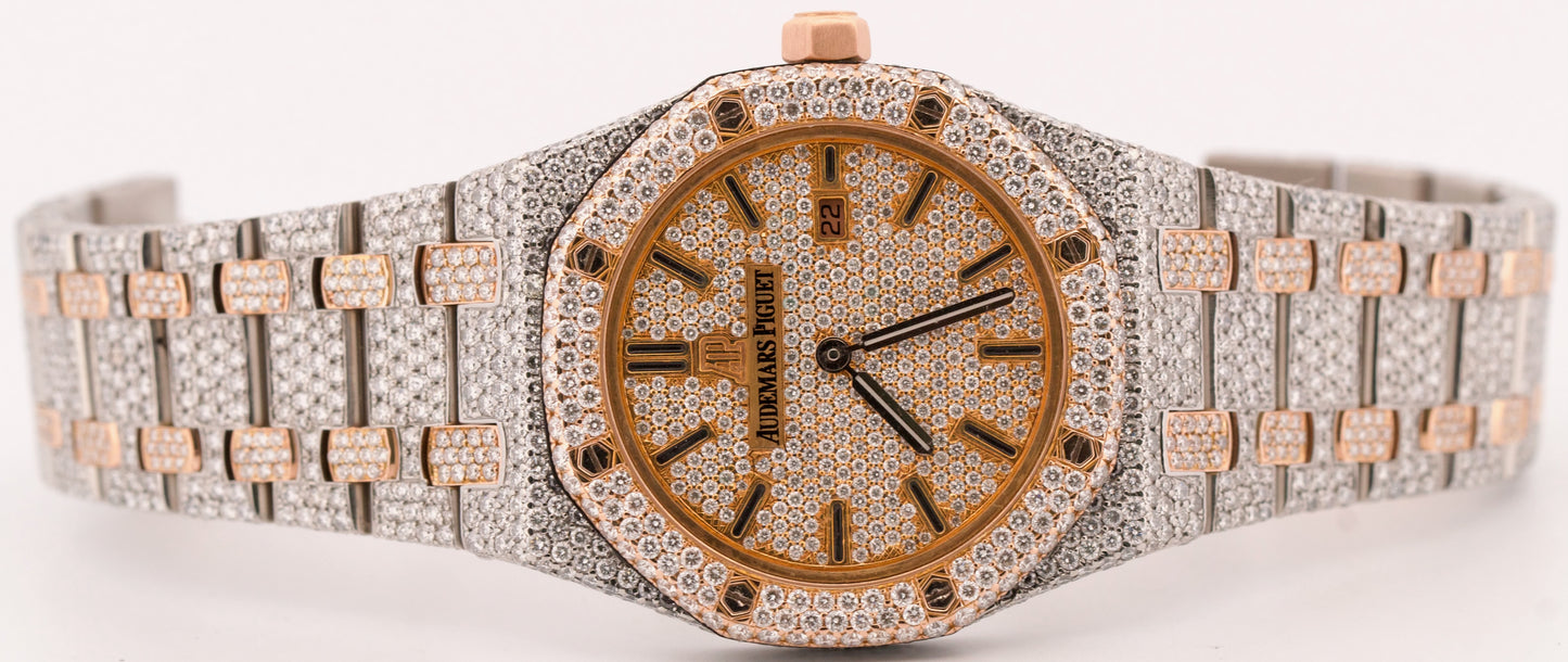 Audemars Piguet Royal Oak PAVE DIAMOND 18K Rose Gold Steel 33mm Watch 67650SR