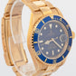 MINT UNPOL. PAPERS Rolex Submariner Date BLUE 18K NO-HOLES REHAUT 40mm 16618 BOX