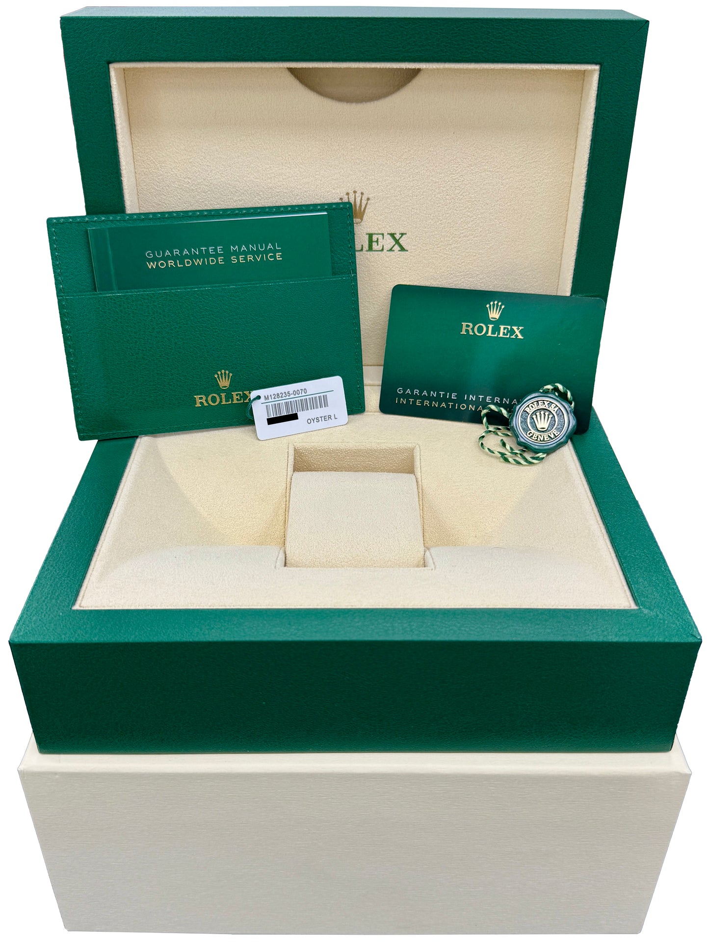2025 PAPERS Rolex Day-Date President WHITE ROMAN Dial 36mm Rose Gold 128235 BOX