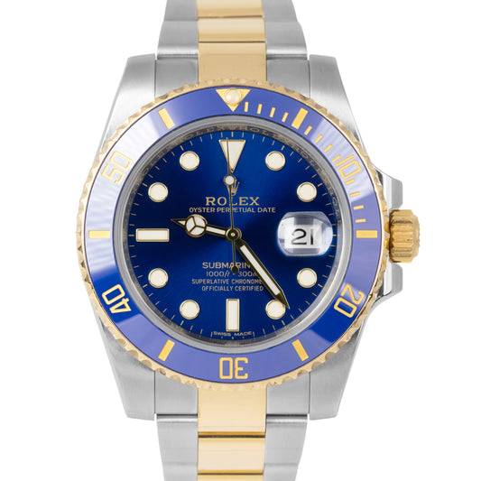 MINT PAPERS Rolex Submariner Date Two-Tone Gold Steel BLUE 40mm 116613 LB BOX