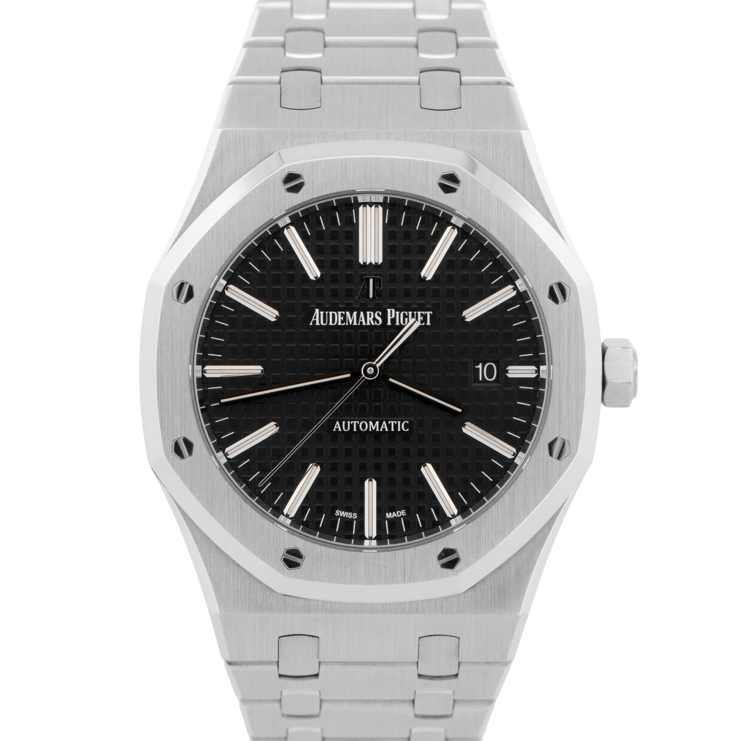PAPERS Audemars Piguet Royal Oak BLACK 41mm Stainless Steel Watch 15400ST BOX