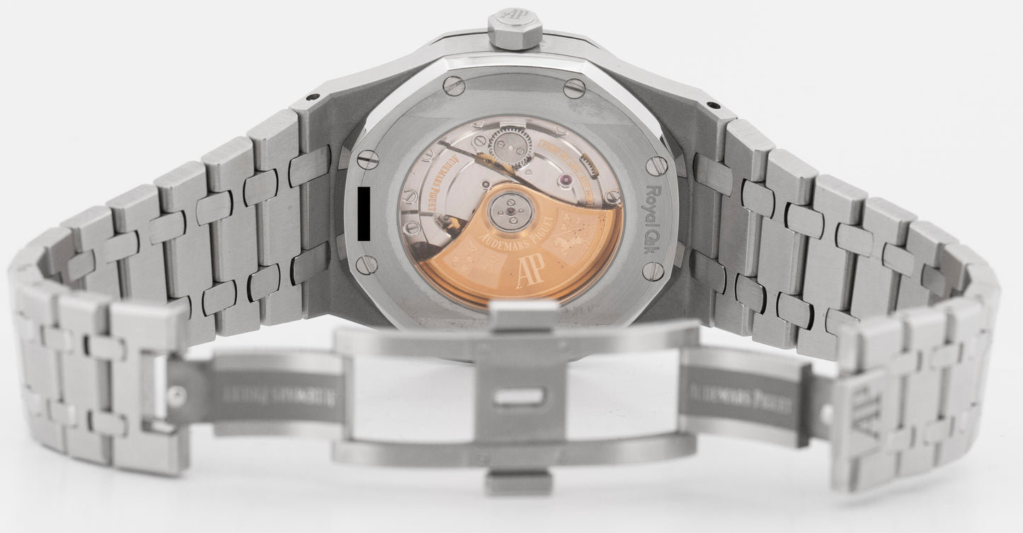 PAPERS Audemars Piguet Royal Oak BLACK 41mm Stainless Steel Watch 15400ST BOX
