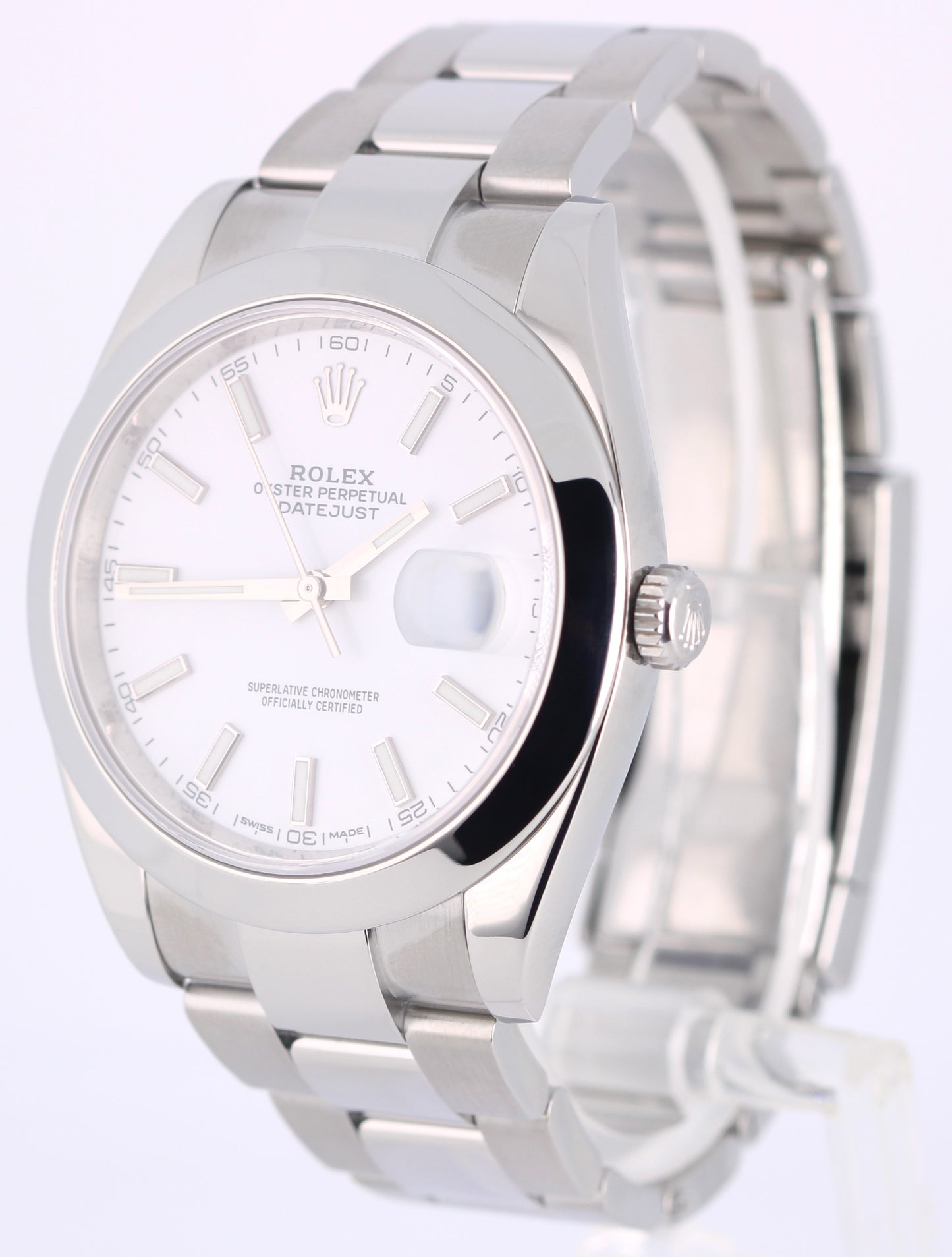 Rolex DateJust 41 Stainless Steel White 41mm 126300 Oyster Watch