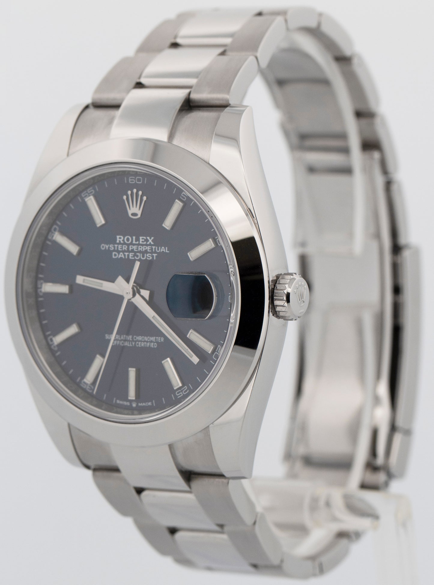 PAPERS Rolex DateJust 41mm BLUE Stainless Steel Smooth OYSTER Watch 126300 BOX