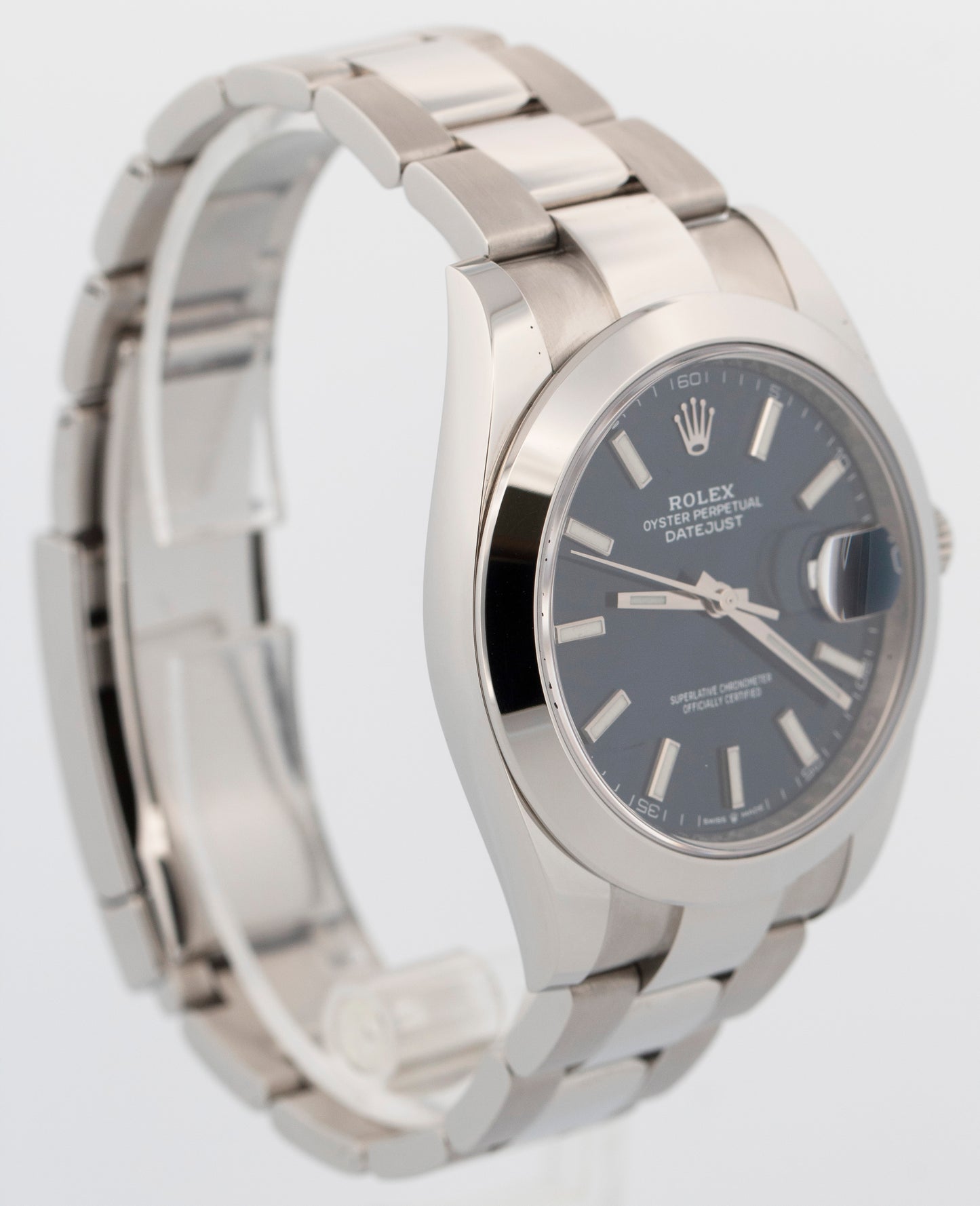 PAPERS Rolex DateJust 41mm BLUE Stainless Steel Smooth OYSTER Watch 126300 BOX