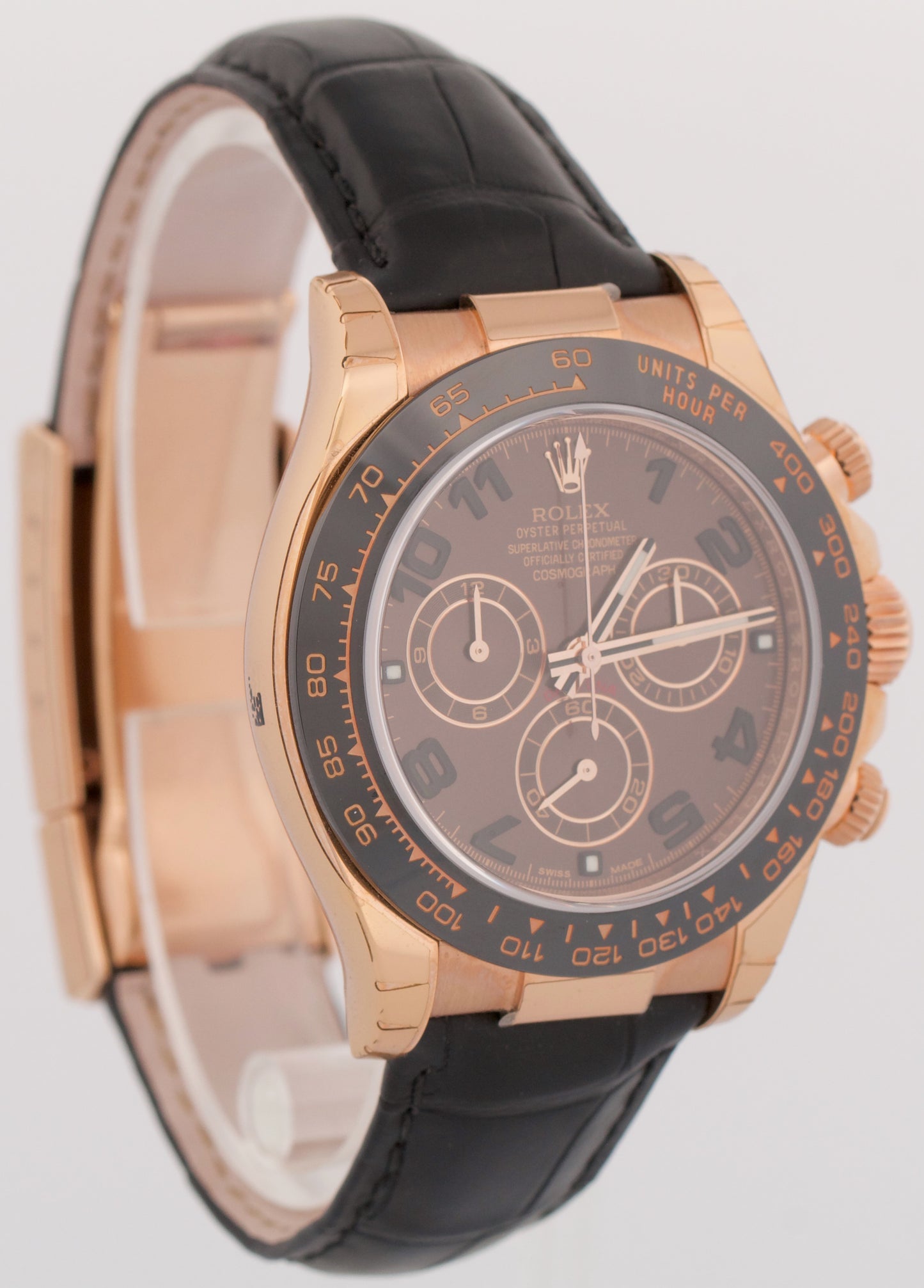 NEW STICKERED PAPERS Rolex Daytona CHOCOLATE Arabic NOS 18K Gold 116515 LN BOX