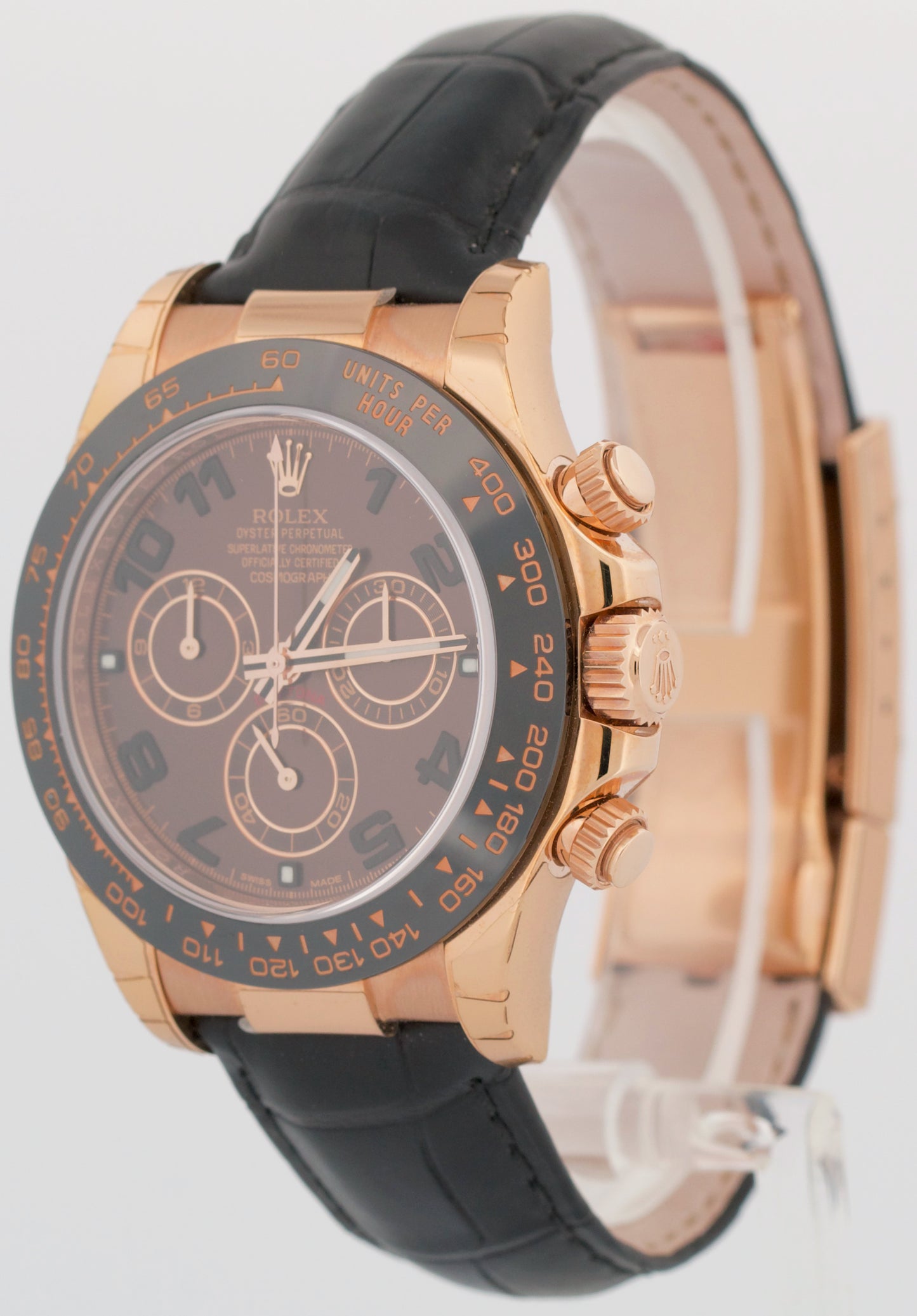 NEW STICKERED PAPERS Rolex Daytona CHOCOLATE Arabic NOS 18K Gold 116515 LN BOX