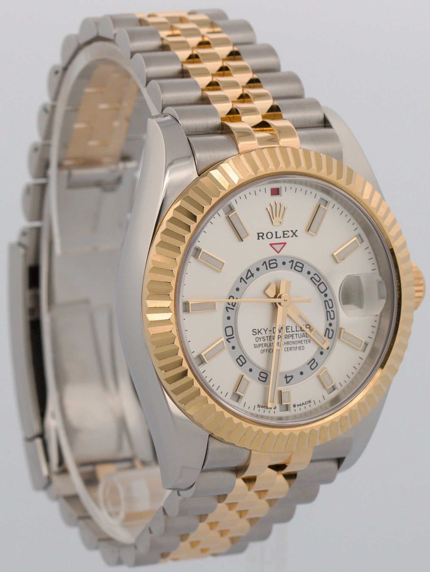 2024 PAPERS Rolex Sky-Dweller WHITE Two-Tone 18K Gold Steel JUBILEE 336933 BOX