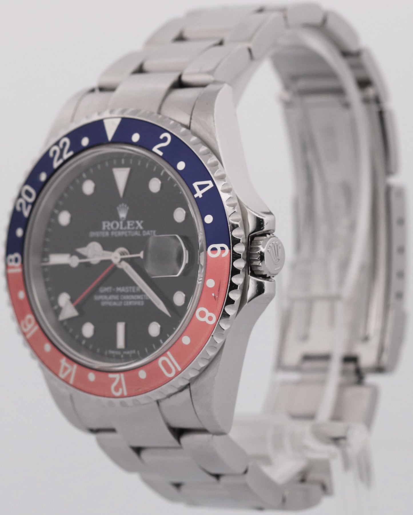 RARE UNPOLISHED 2008 PAPERS Rolex GMT-Master II 3186 PEPSI Steel 16710 Watch BOX