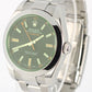 Rolex Milgauss Stainless Steel Black Green Crystal 40mm 116400 Oyster Watch