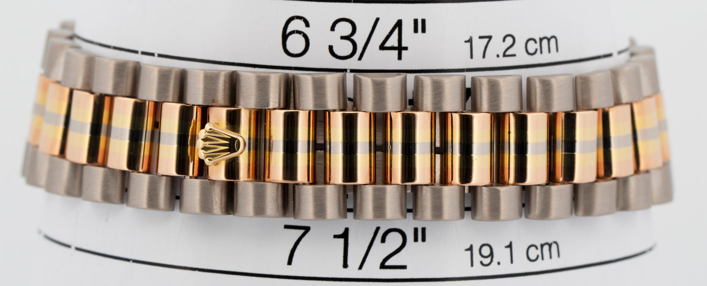 Rolex Day-Date TRIDOR 18K White Gold Rose Yellow DIAMOND 36mm 18239 BIC Watch
