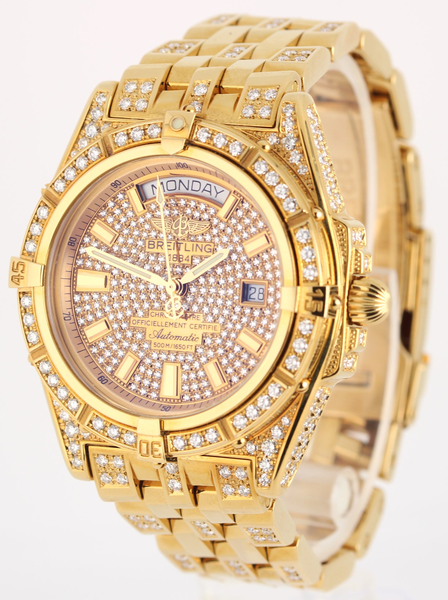 RARE Breitling Headwind PAPERS 18k Yellow Gold DIAMOND 44mm K45355 Watch BOX