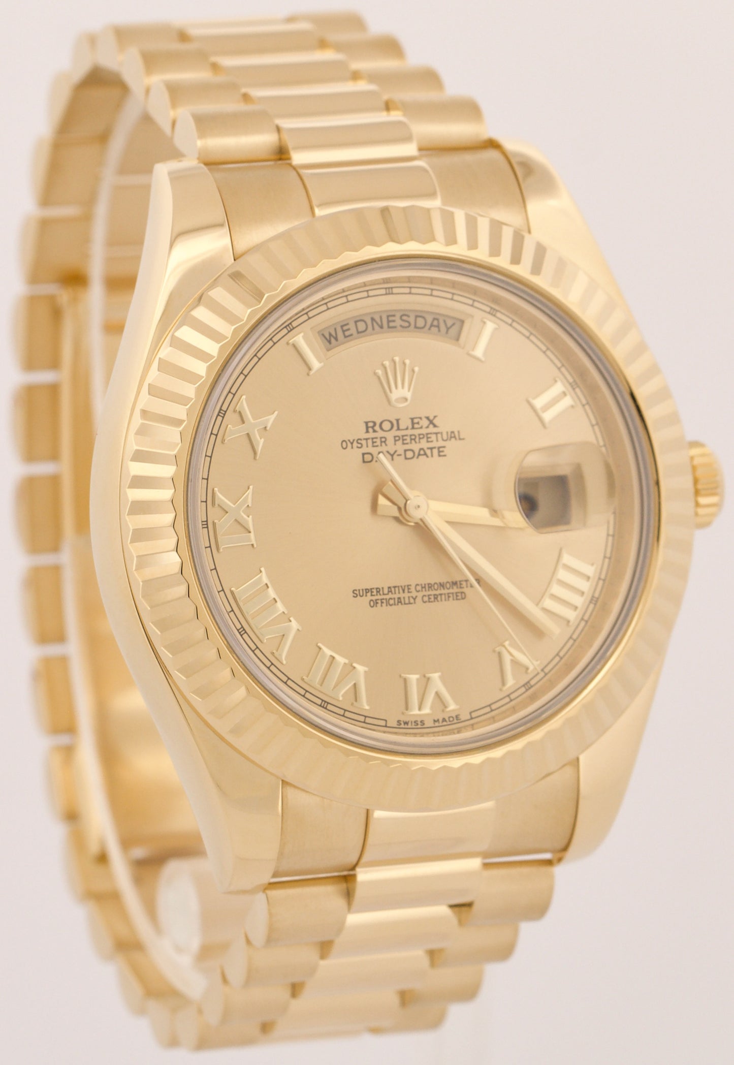 MINT PAPERS Rolex Day-Date II 41mm CHAMPAGNE ROMAN 18K Yellow Gold 218238 BOX