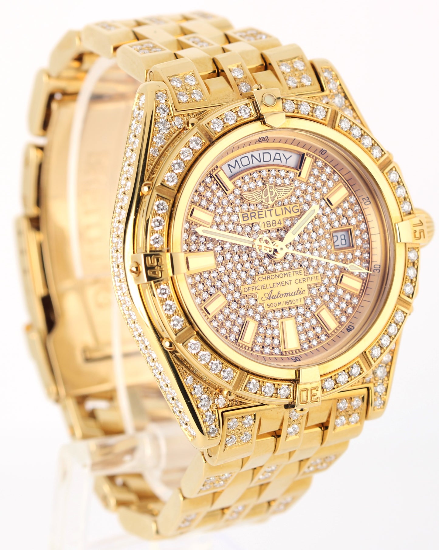 RARE Breitling Headwind PAPERS 18k Yellow Gold DIAMOND 44mm K45355 Watch BOX