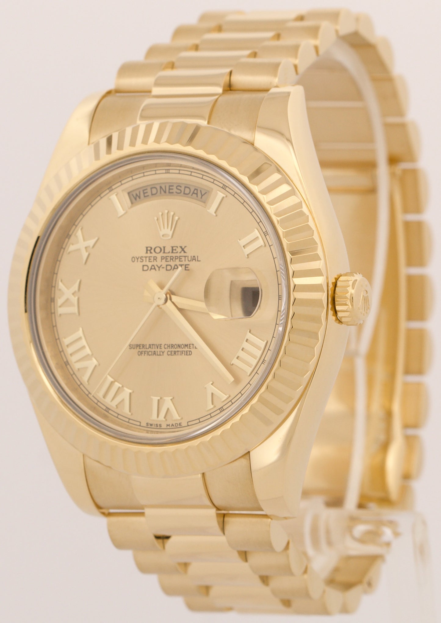 MINT PAPERS Rolex Day-Date II 41mm CHAMPAGNE ROMAN 18K Yellow Gold 218238 BOX