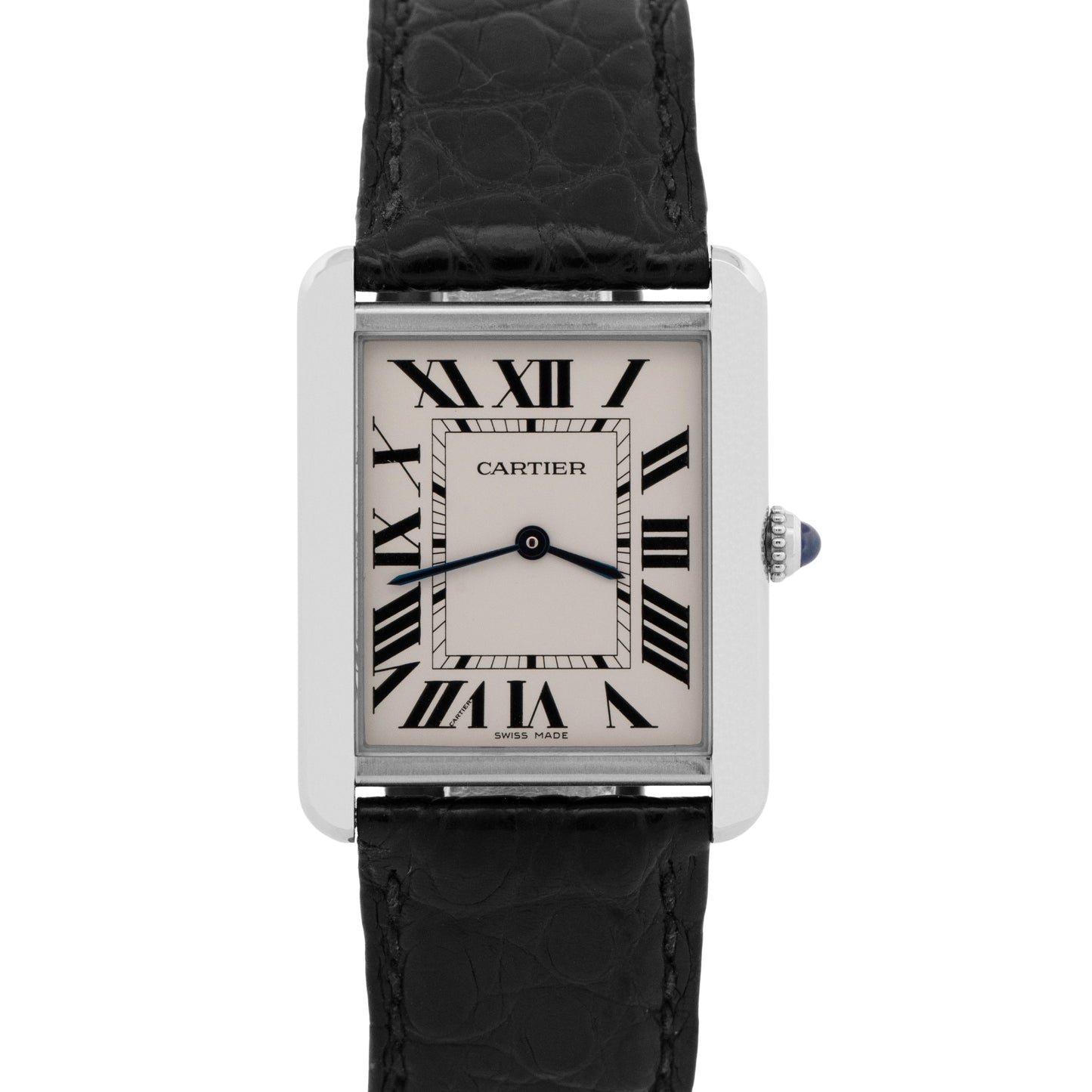 Cartier Tank Solo Large SILVER 34.80mm x 27.40mm Steel Leather 3169 / W5200003