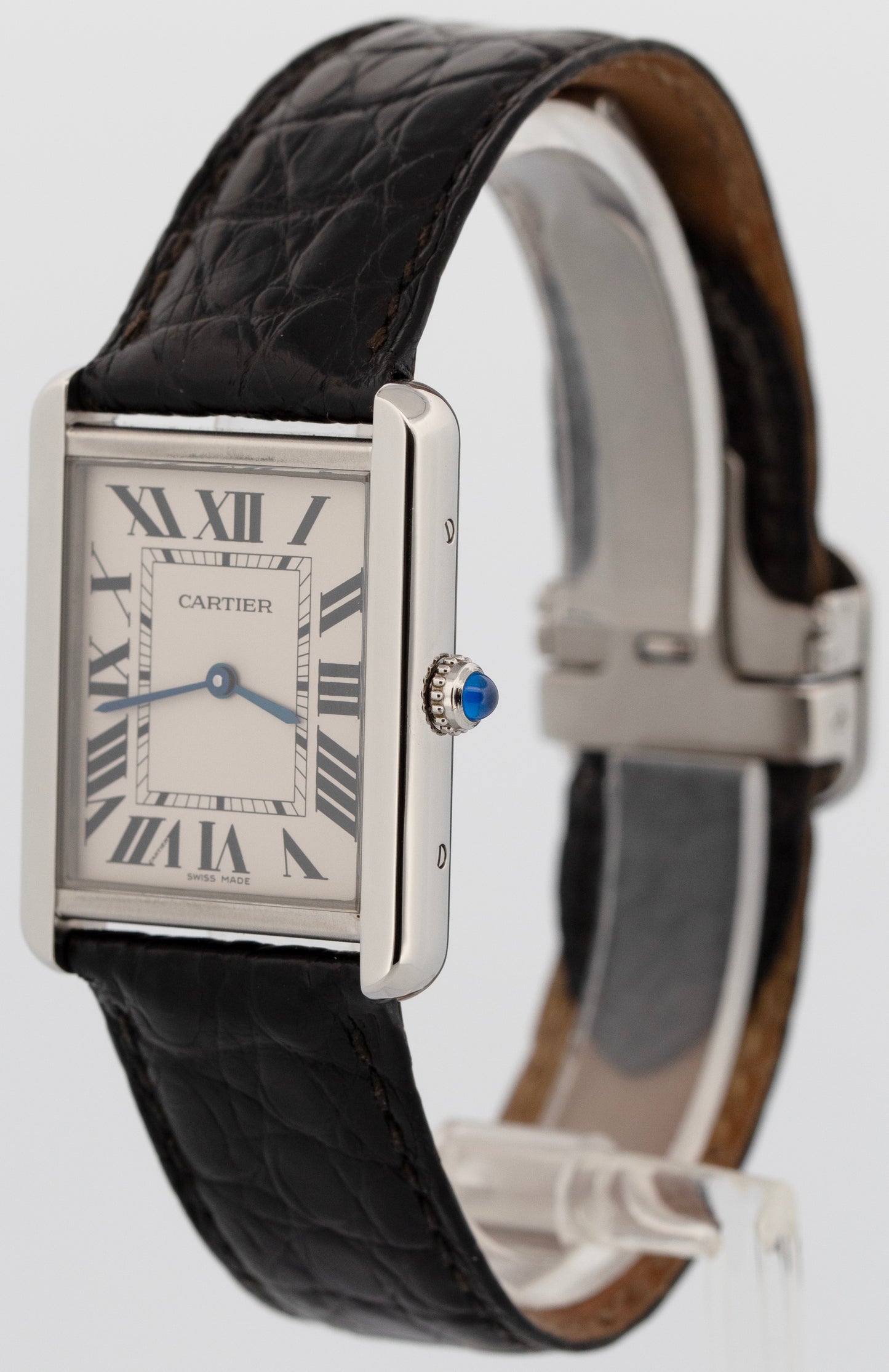 Cartier Tank Solo Large SILVER 34.80mm x 27.40mm Steel Leather 3169 / W5200003